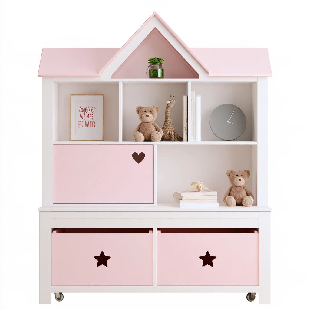 Libreria per bambini dalle linee essenziali, colore bianco
