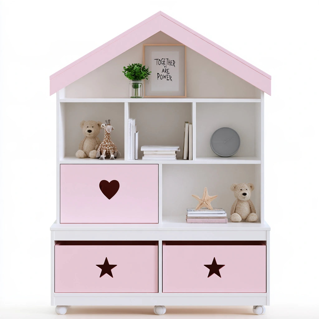 Libreria per bambini dalle linee essenziali, colore bianco