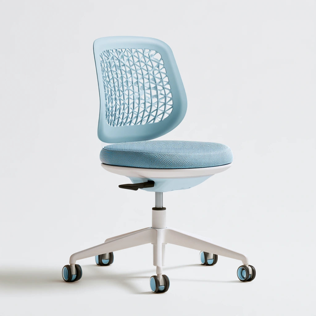 Poltrona ergonomica da ufficio dalle linee essenziali, colore azzurro