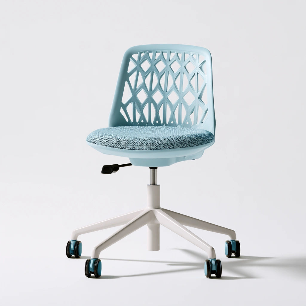 Poltrona ergonomica da ufficio dalle linee essenziali, colore azzurro