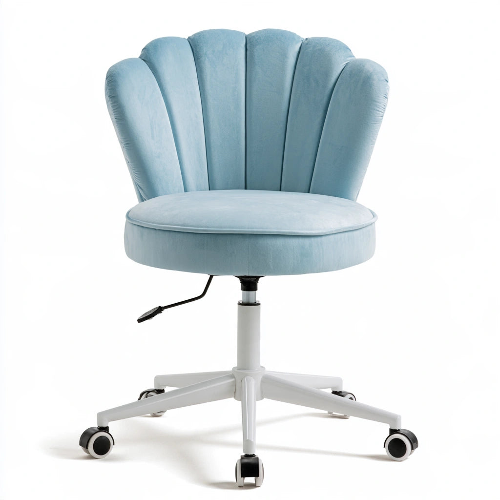 Poltrona ergonomica da ufficio dalle linee essenziali girevole, colore azzurro